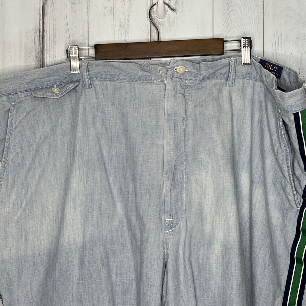 MENS POLO RALPH LAUREN BLUE‎ CHAMBRAY RIBBON TUXEDO STRIPE CHINO WALK SHORTS 50 - Picture 3 of 16